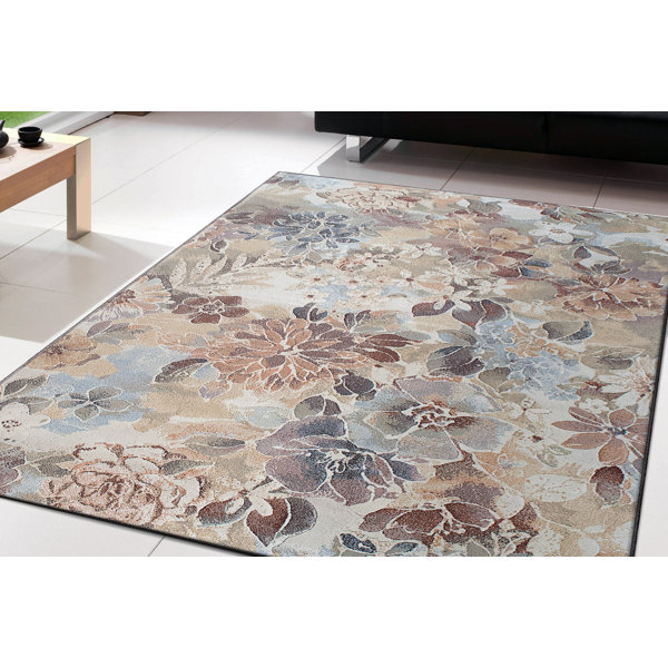 Red Barrel Studio® Makiver Floral Beige/Gray/Brown Area Rug Wayfair